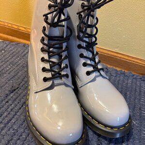 Dr. Martens 1460 Mono Patent Leather Lace Up Grey Women's Size 10